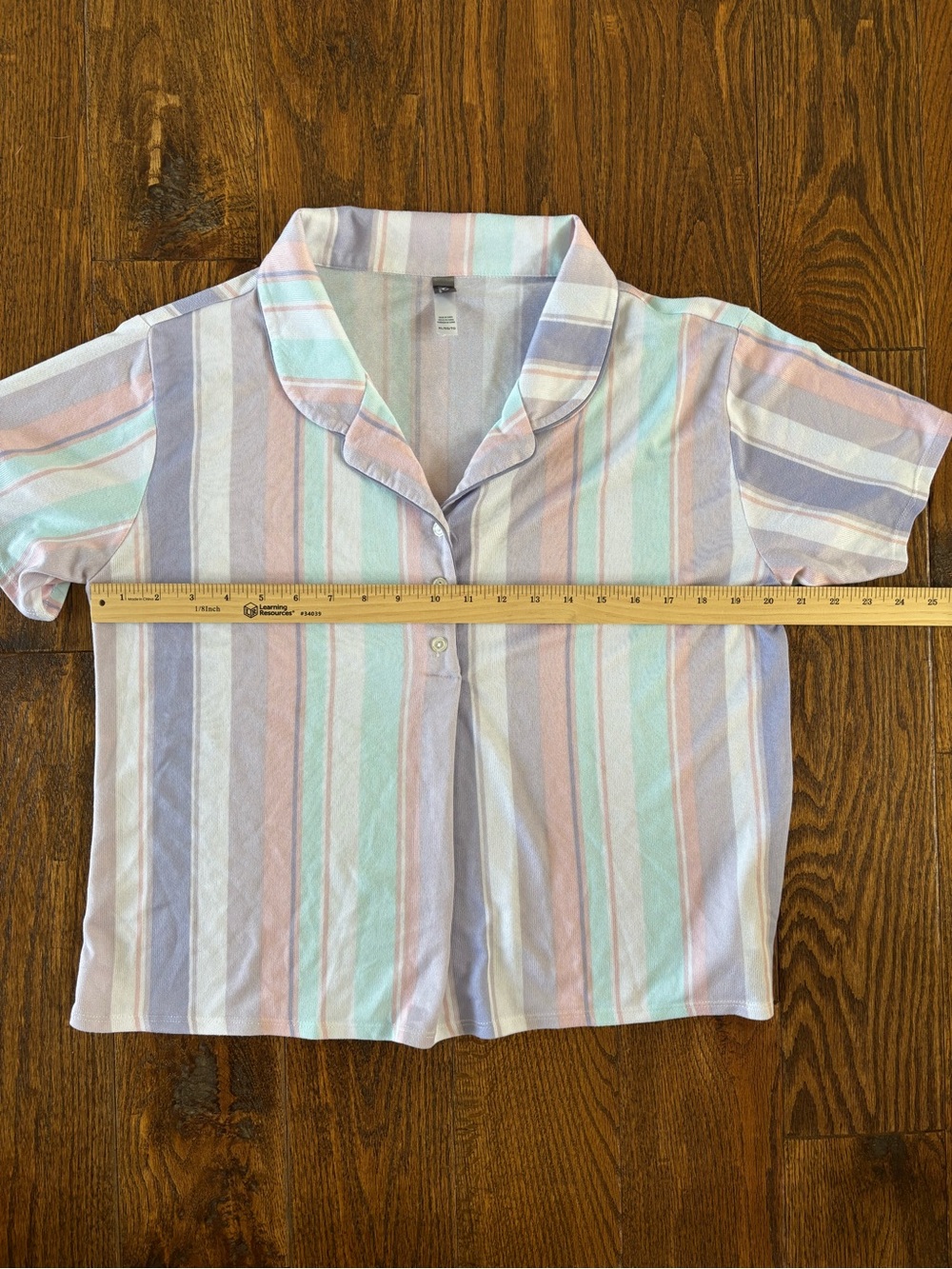 Boutique Pastel Striped Pajama Set | Short Sleeve Top & Shorts | XL - Picture 5 of 14